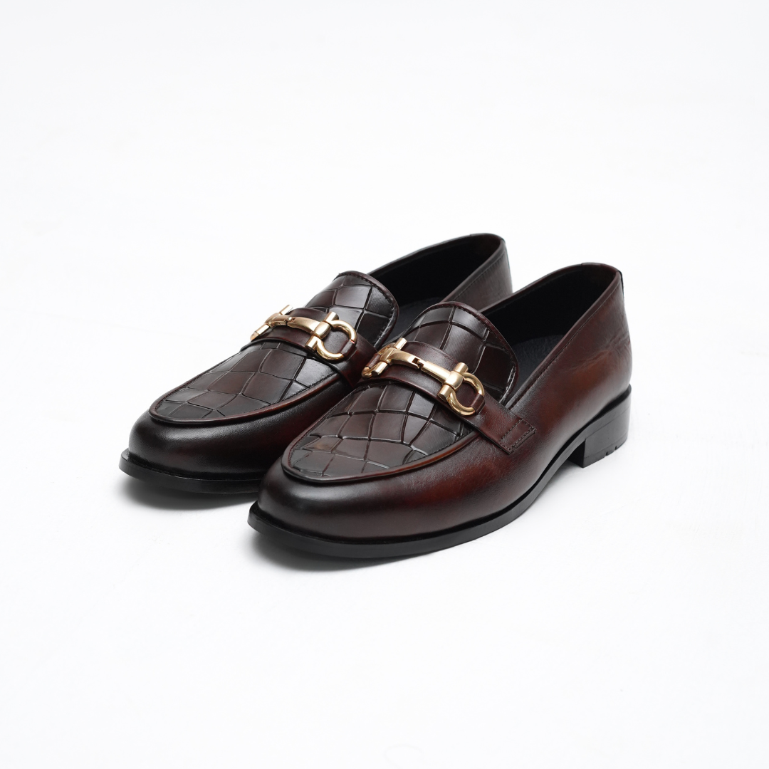 DARK BROWN CALF LEATHER HORSEBIT LOAFERS