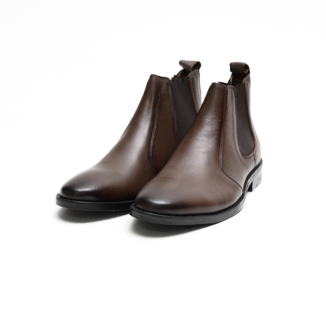 DARK BROWN CALF LEATHER CHELSEA BOOTS