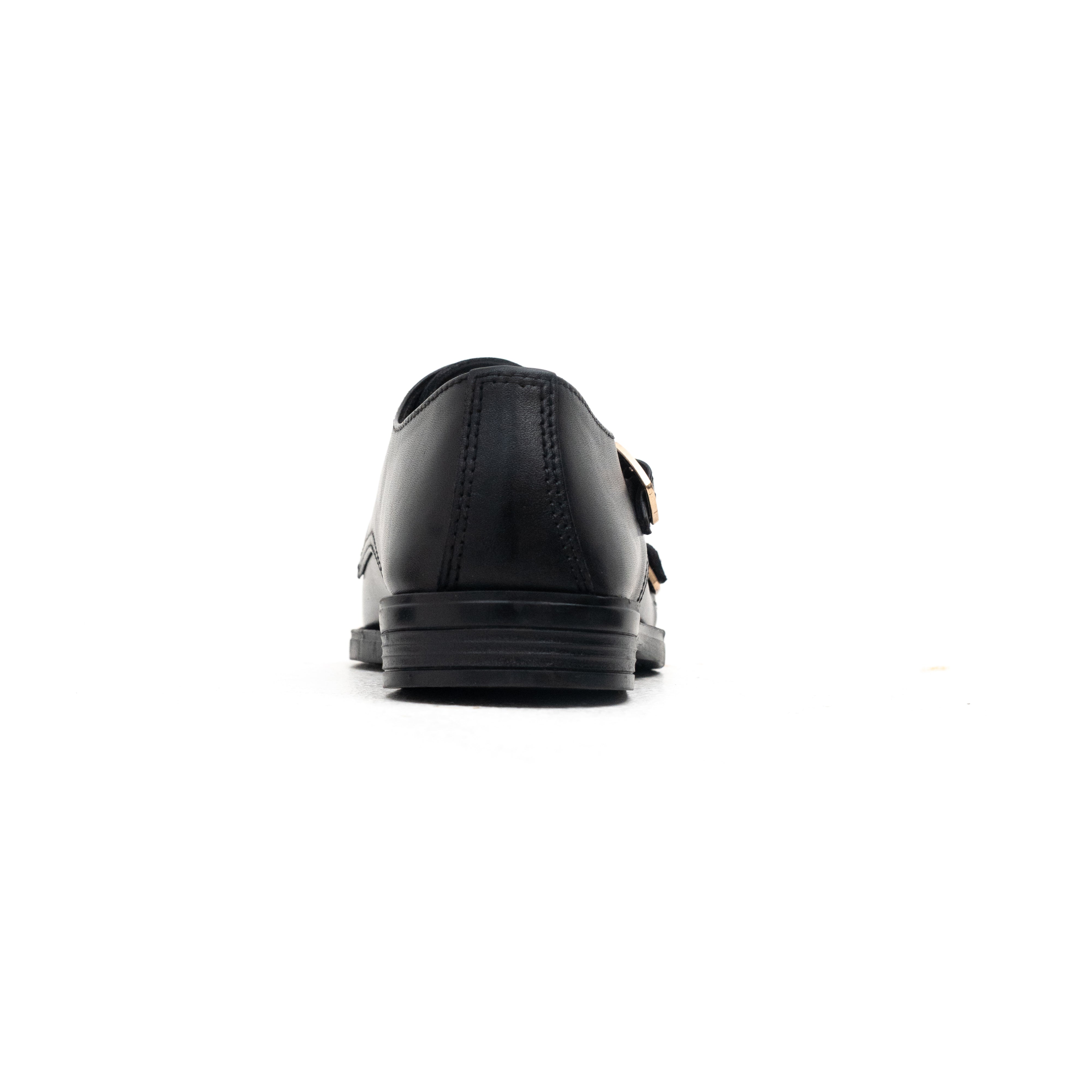 Elite Black Leather Double Monk Strap Shoes