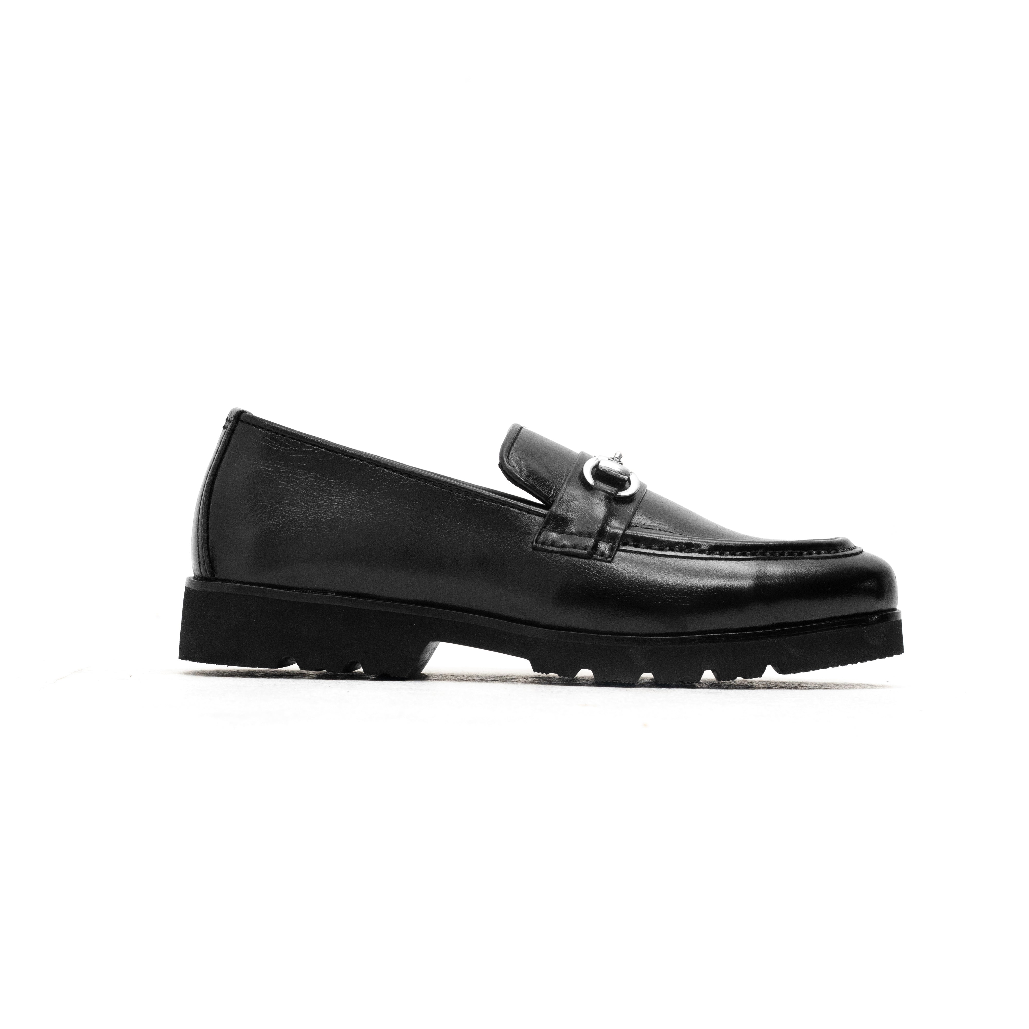 Monarch Black Leather Horsebit Loafers