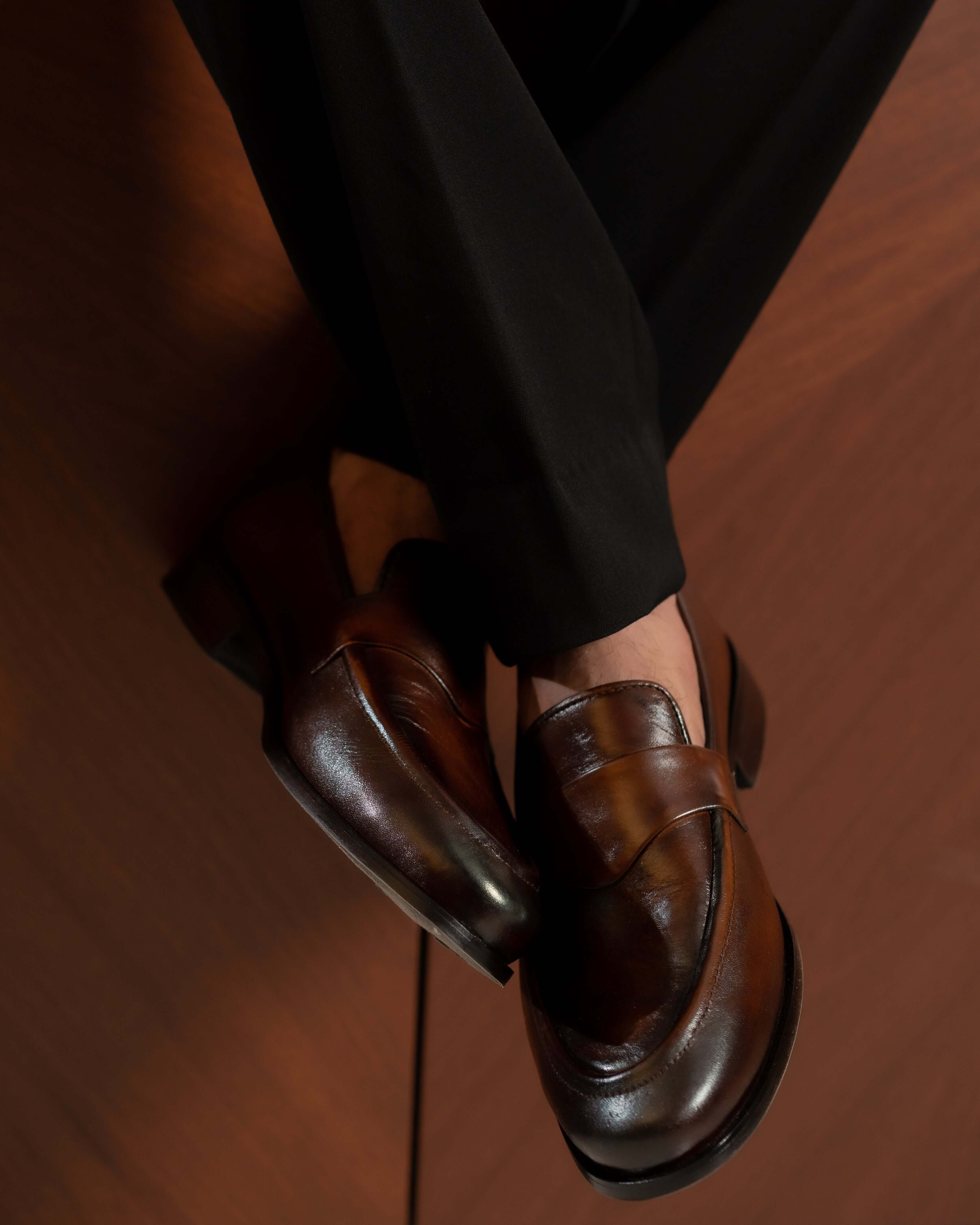 DARK BROWN CALF LEATHER PENNY LOAFERS