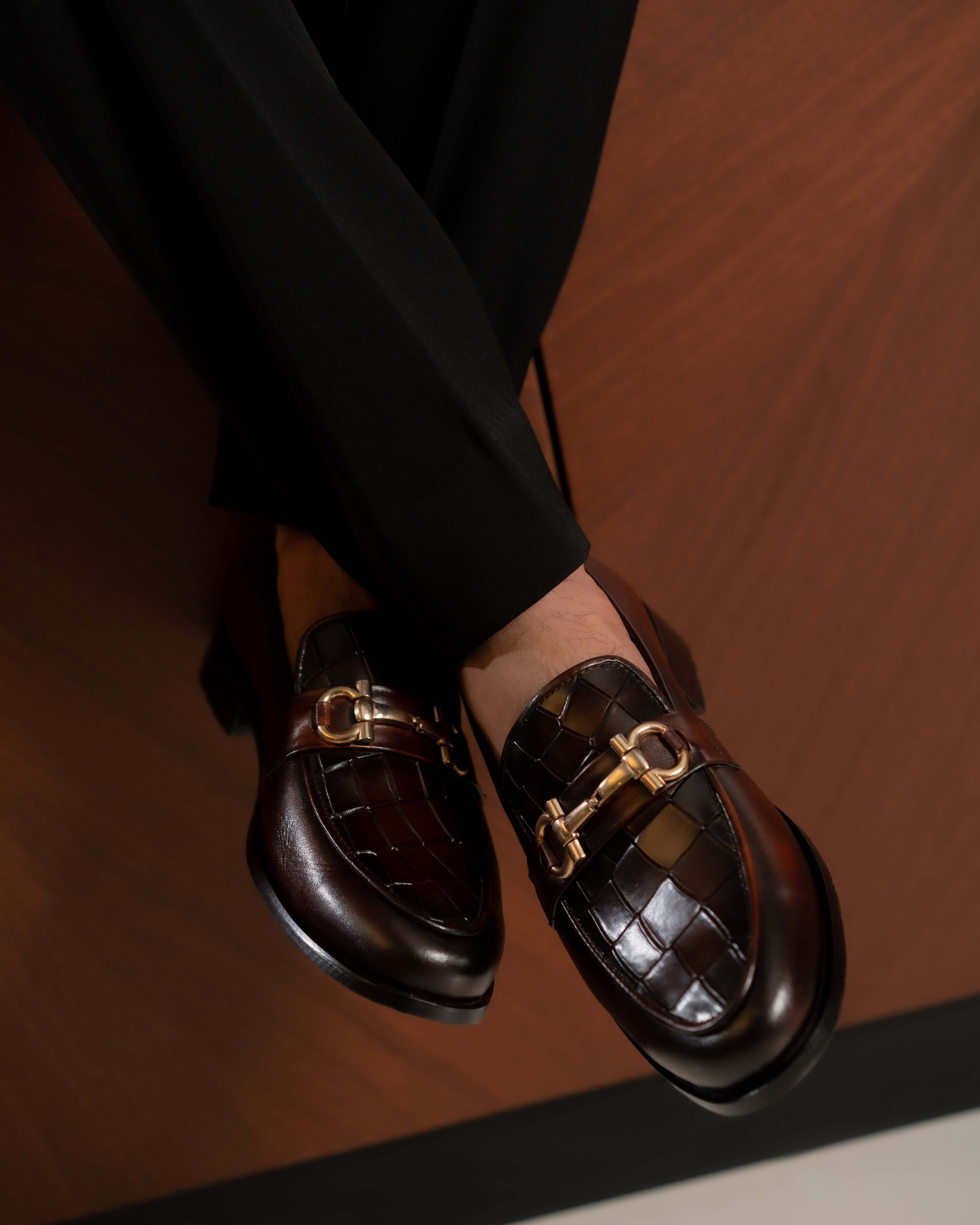 DARK BROWN CALF LEATHER HORSEBIT LOAFERS