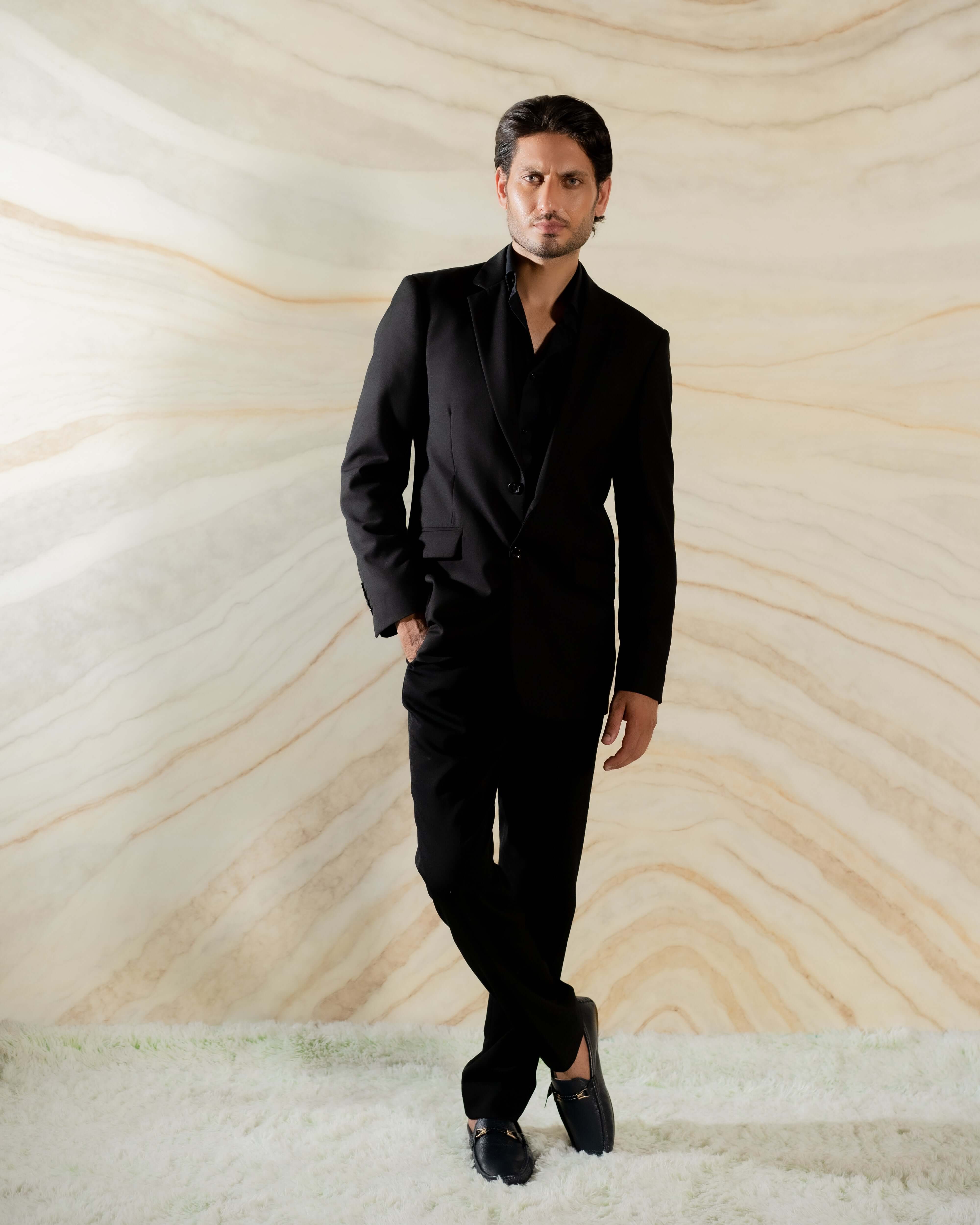 CLASSIC BLACK CALF LEATHER MOCCASIN PENNY LOAFER (DECORATIVE STRAP)