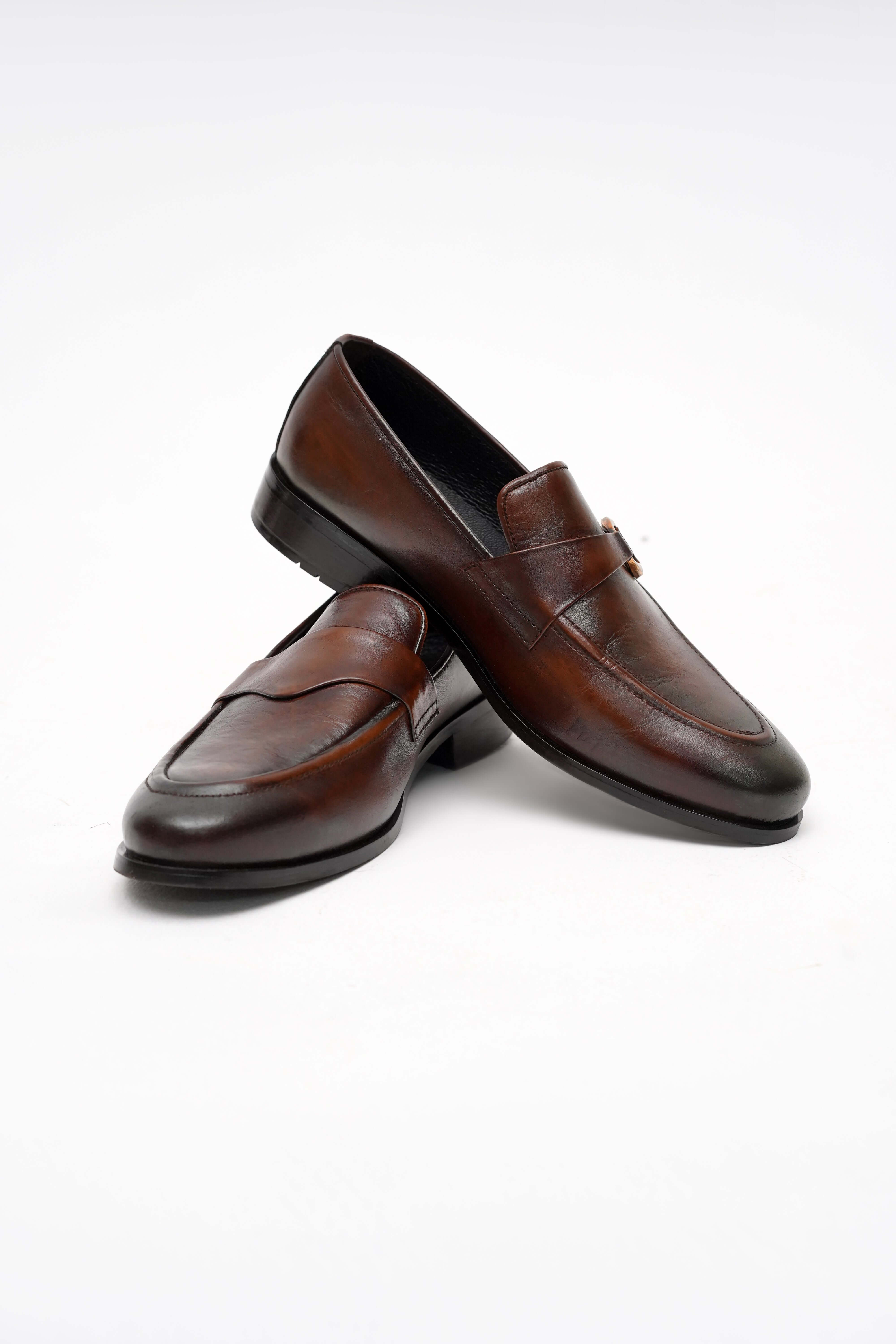 DARK BROWN CALF LEATHER PENNY LOAFERS