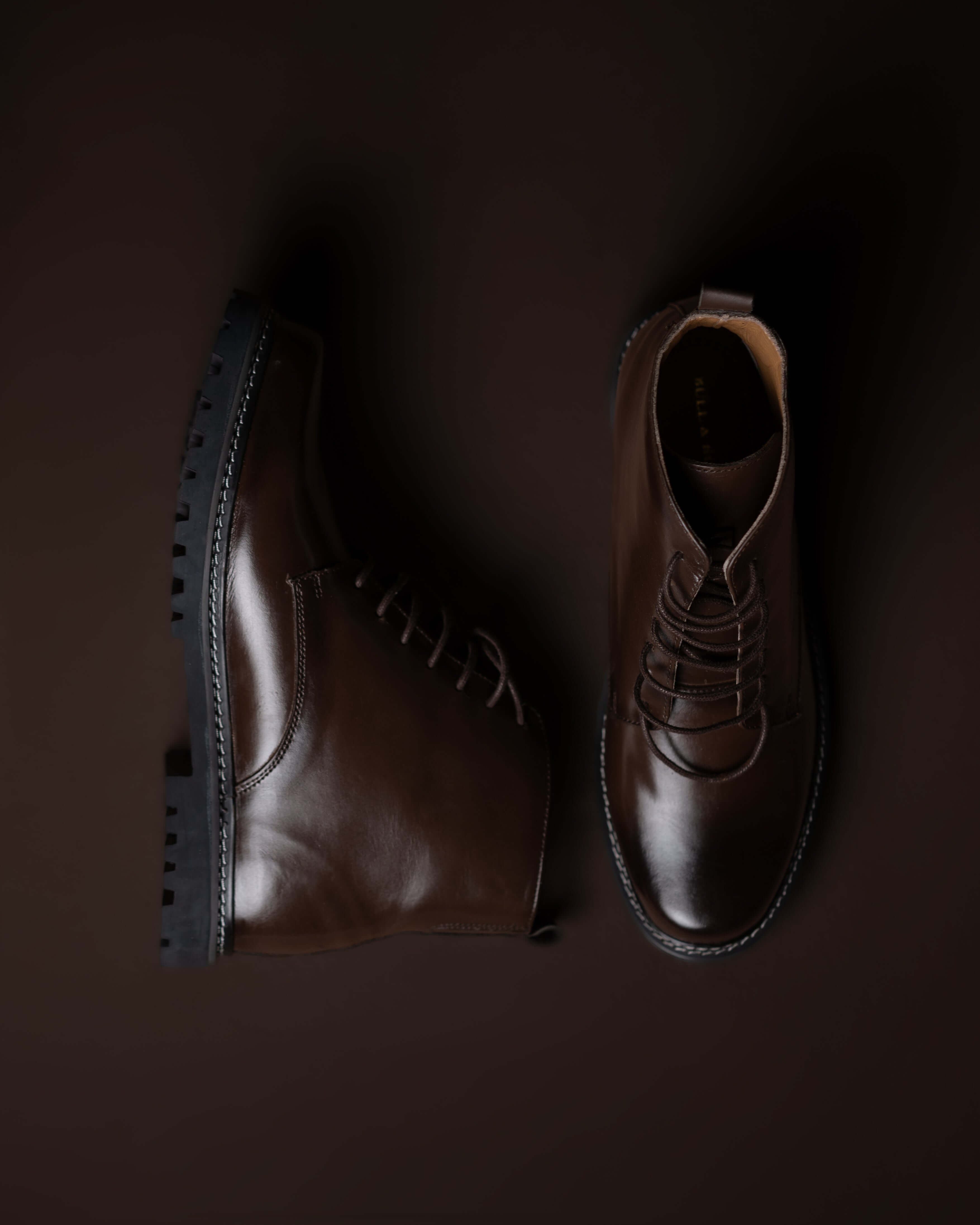 BROWN CALF LEATHER ANKLE BOOTS