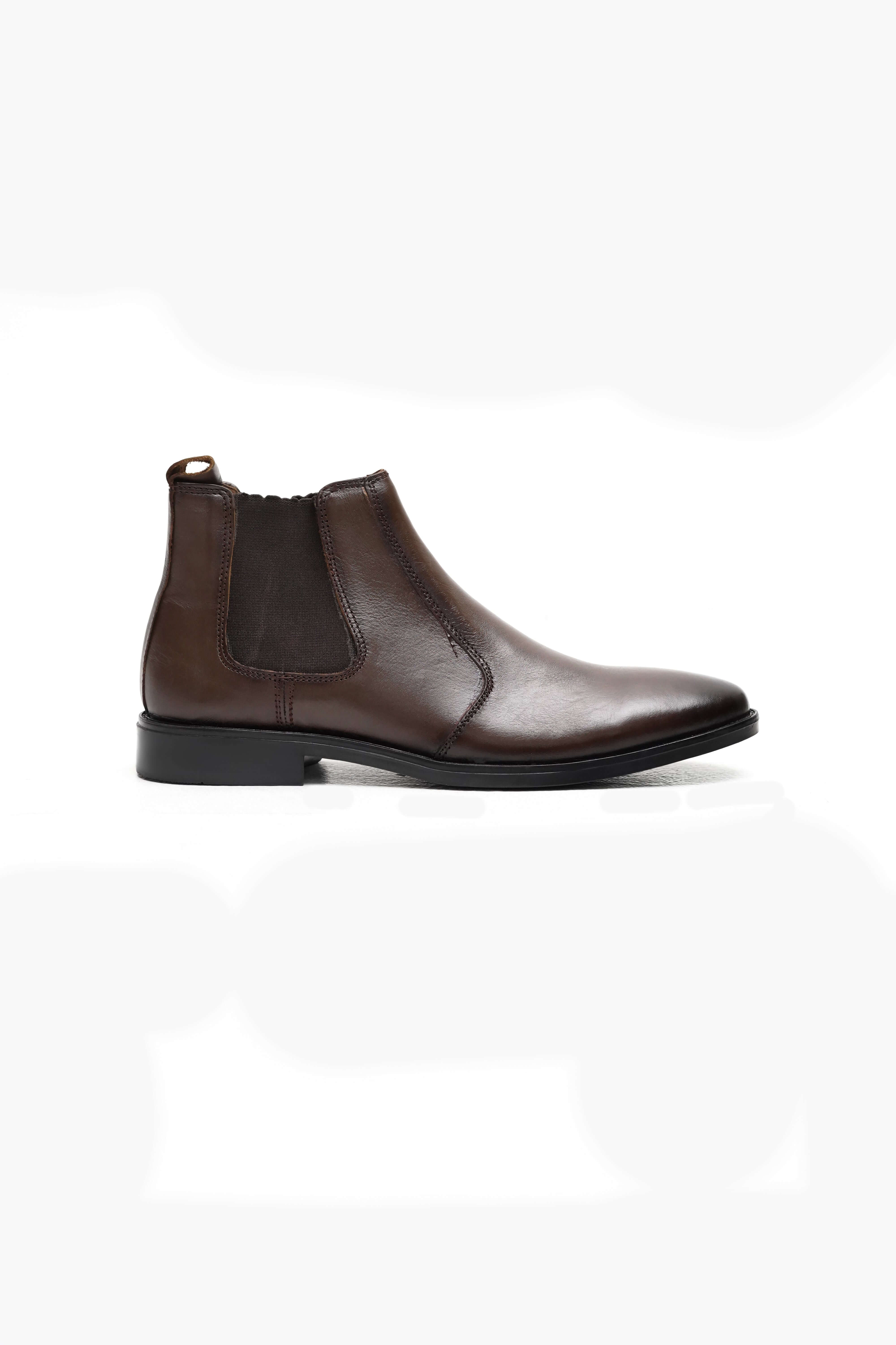 DARK BROWN CALF LEATHER CHELSEA BOOTS