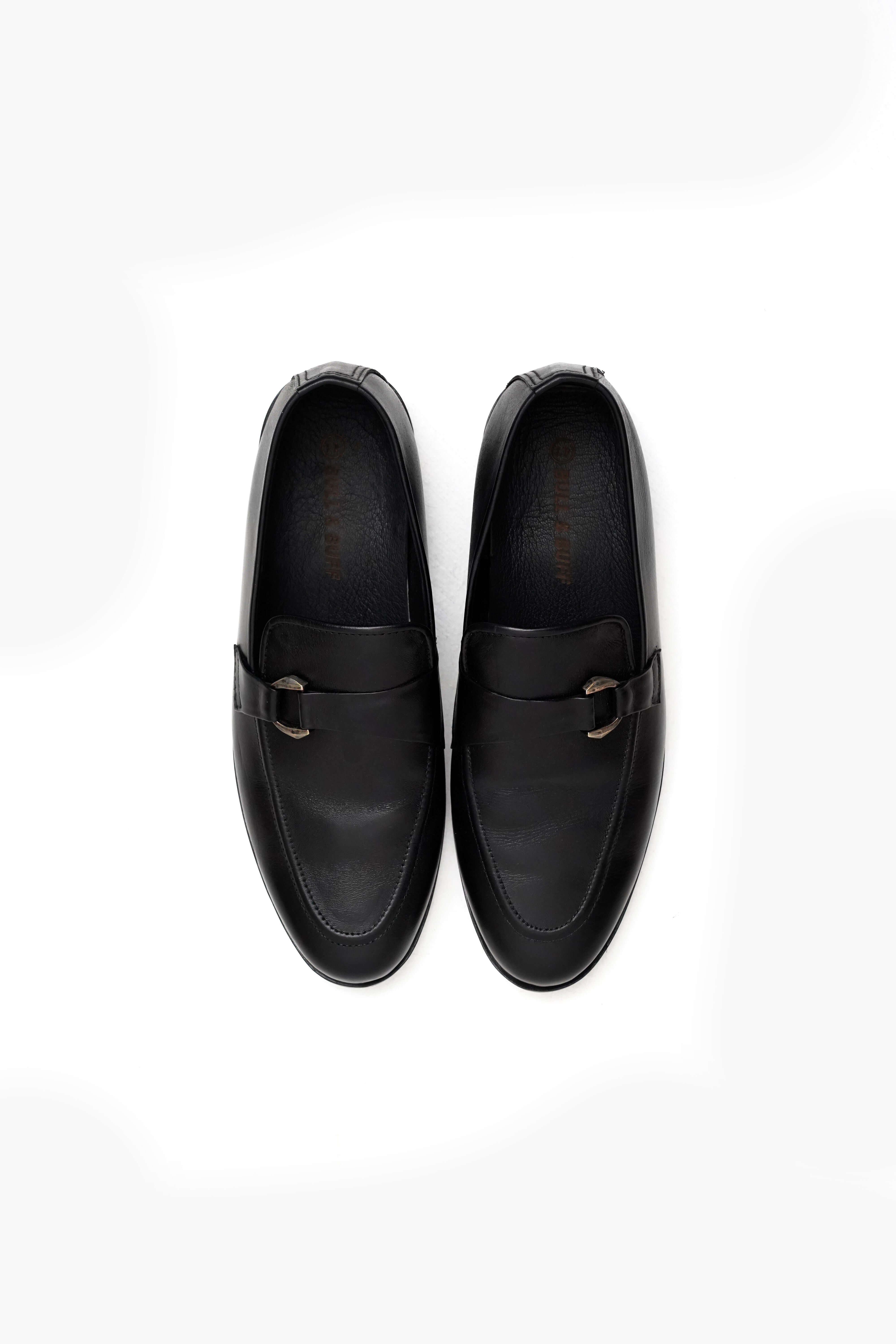 CLASSIC BLACK CALF LEATHER MONK STRAP LOAFERS