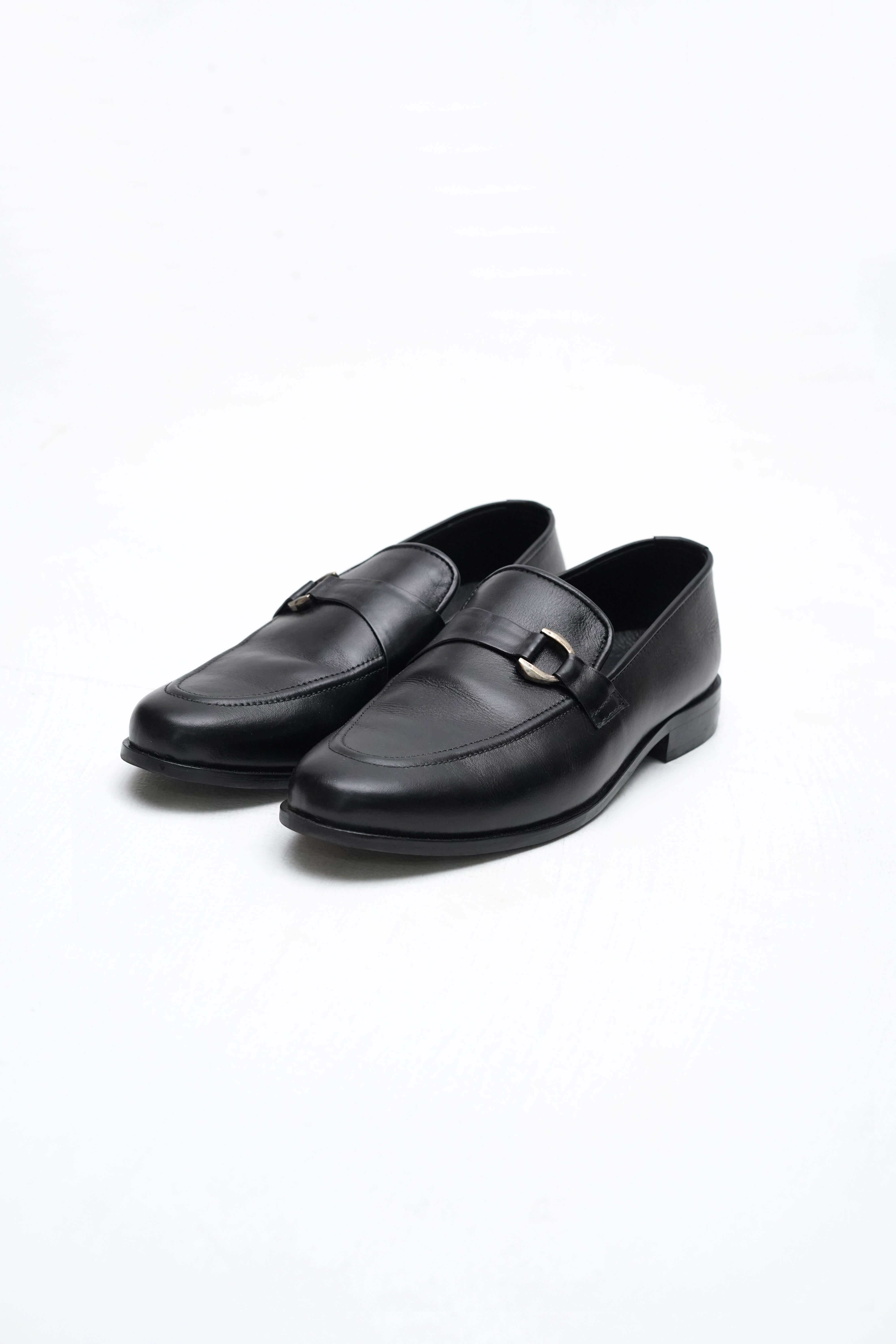 CLASSIC BLACK CALF LEATHER MONK STRAP LOAFERS