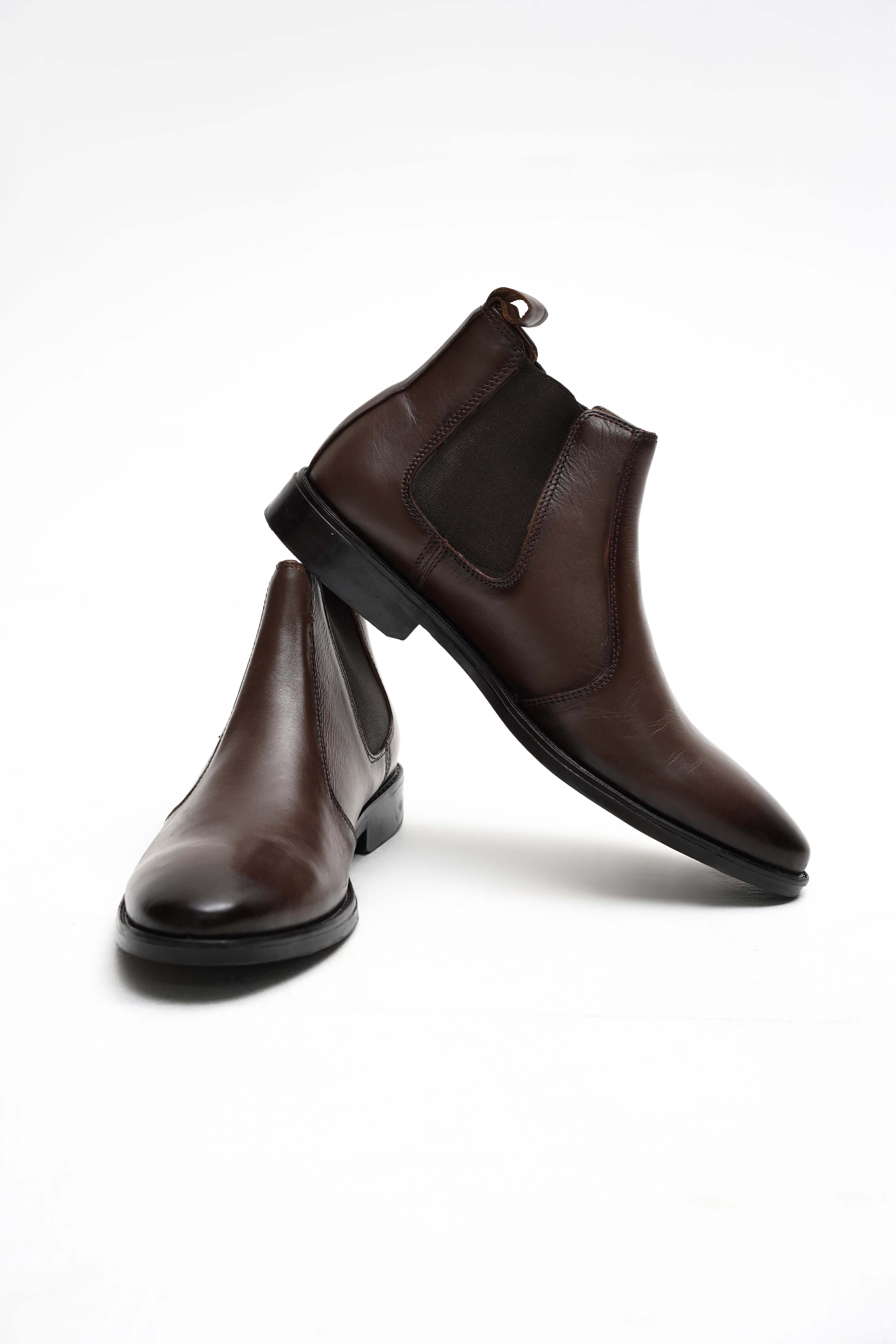 DARK BROWN CALF LEATHER CHELSEA BOOTS