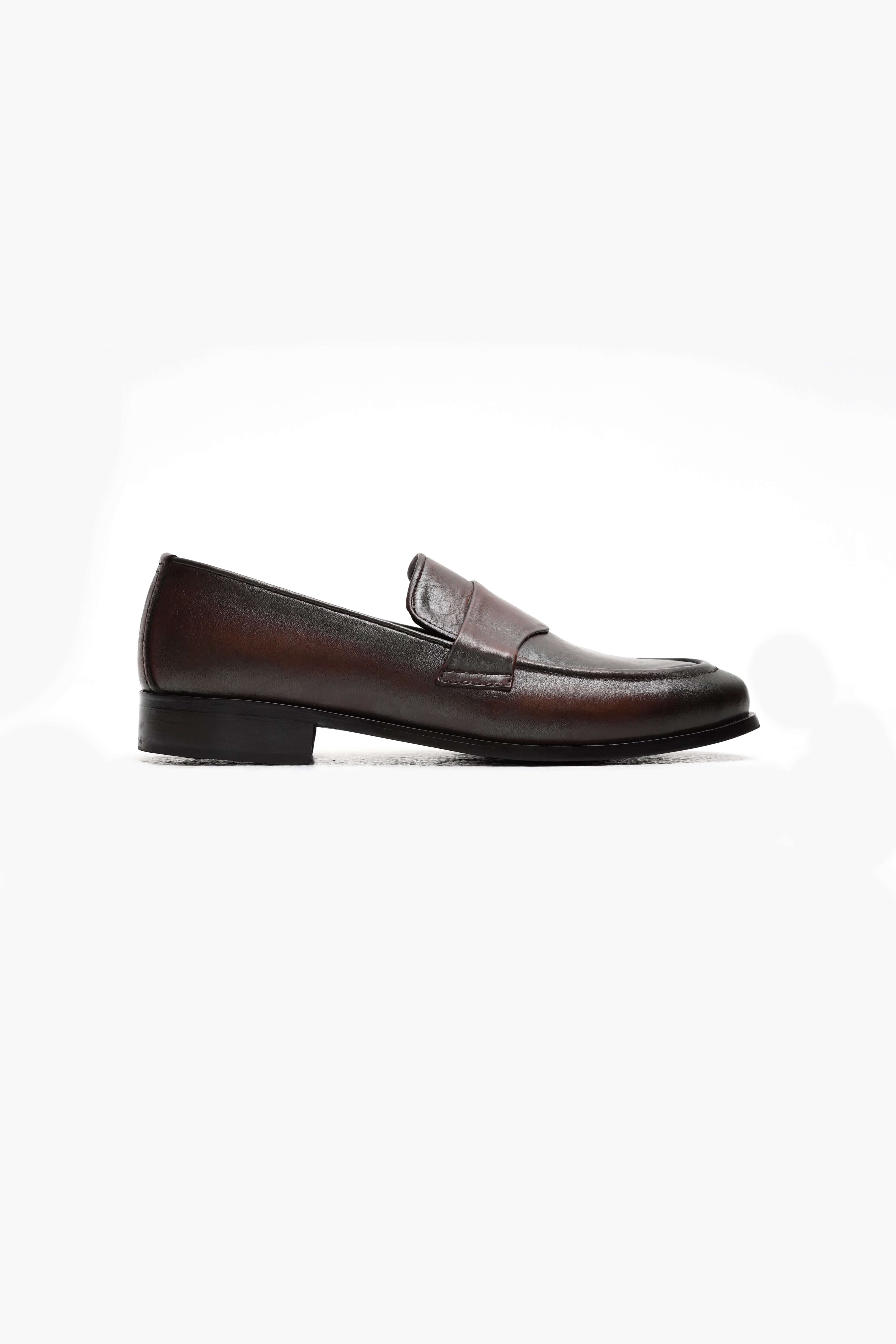 DARK BROWN CALF LEATHER PENNY LOAFERS