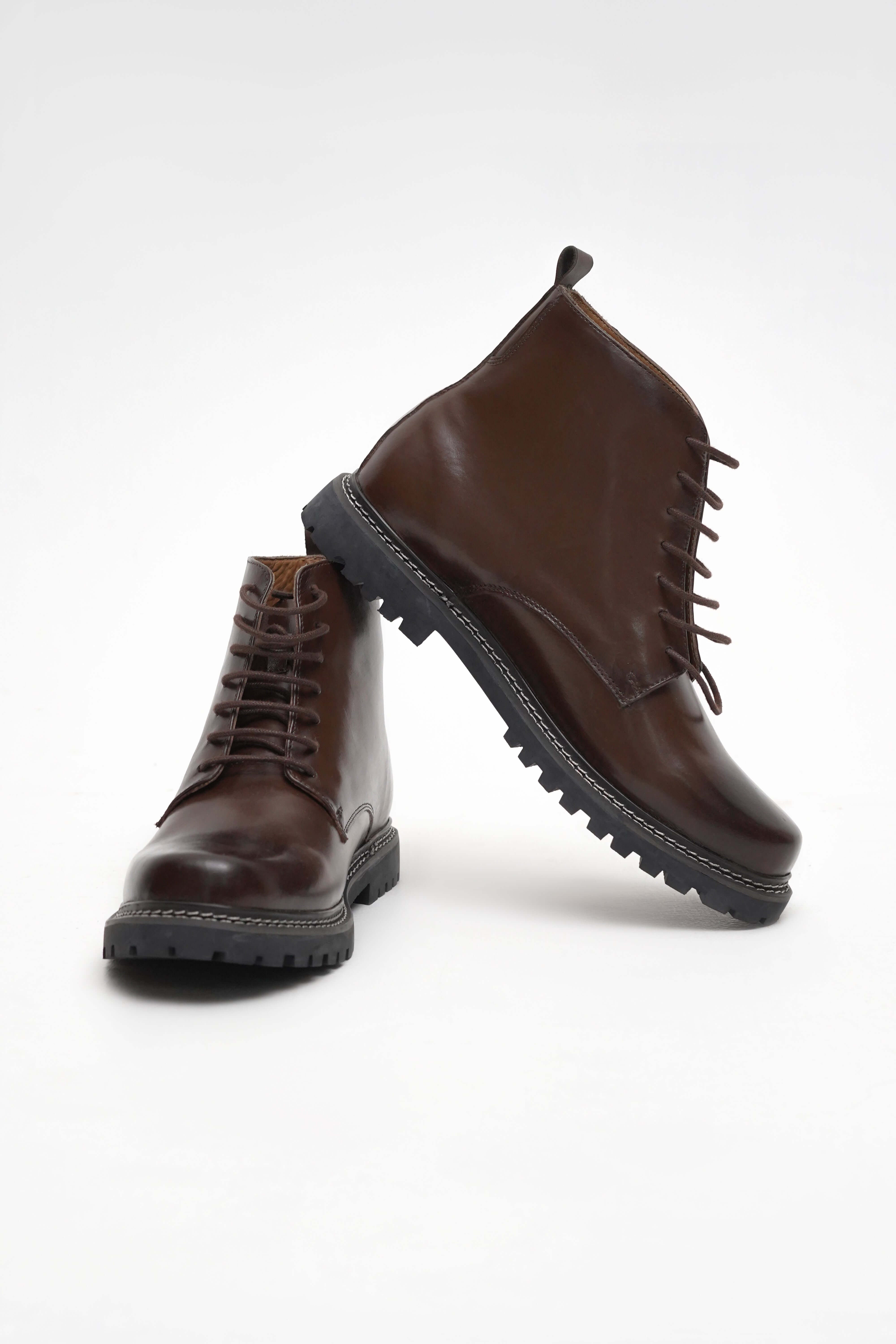 BROWN CALF LEATHER ANKLE BOOTS