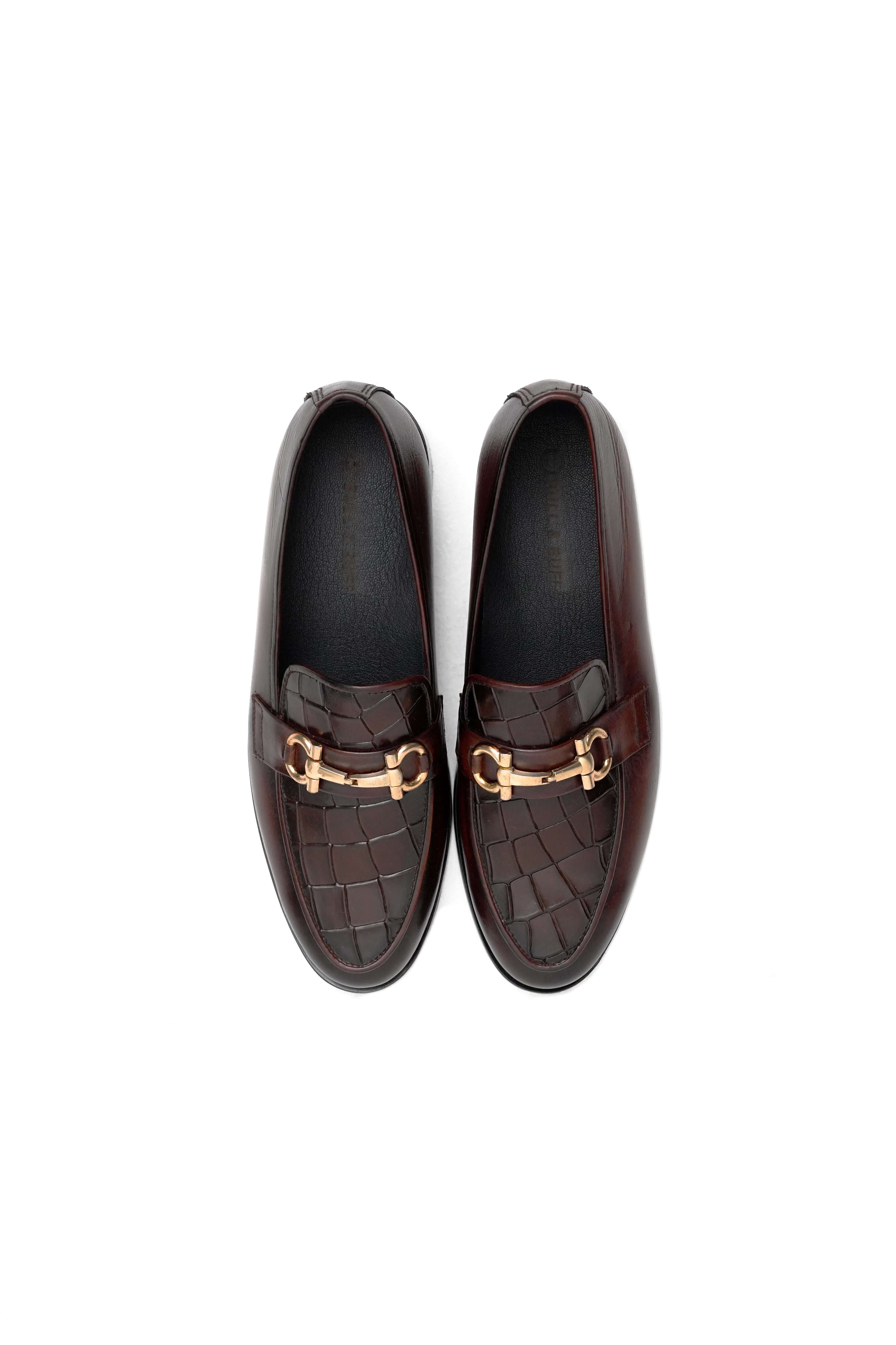 DARK BROWN CALF LEATHER HORSEBIT LOAFERS