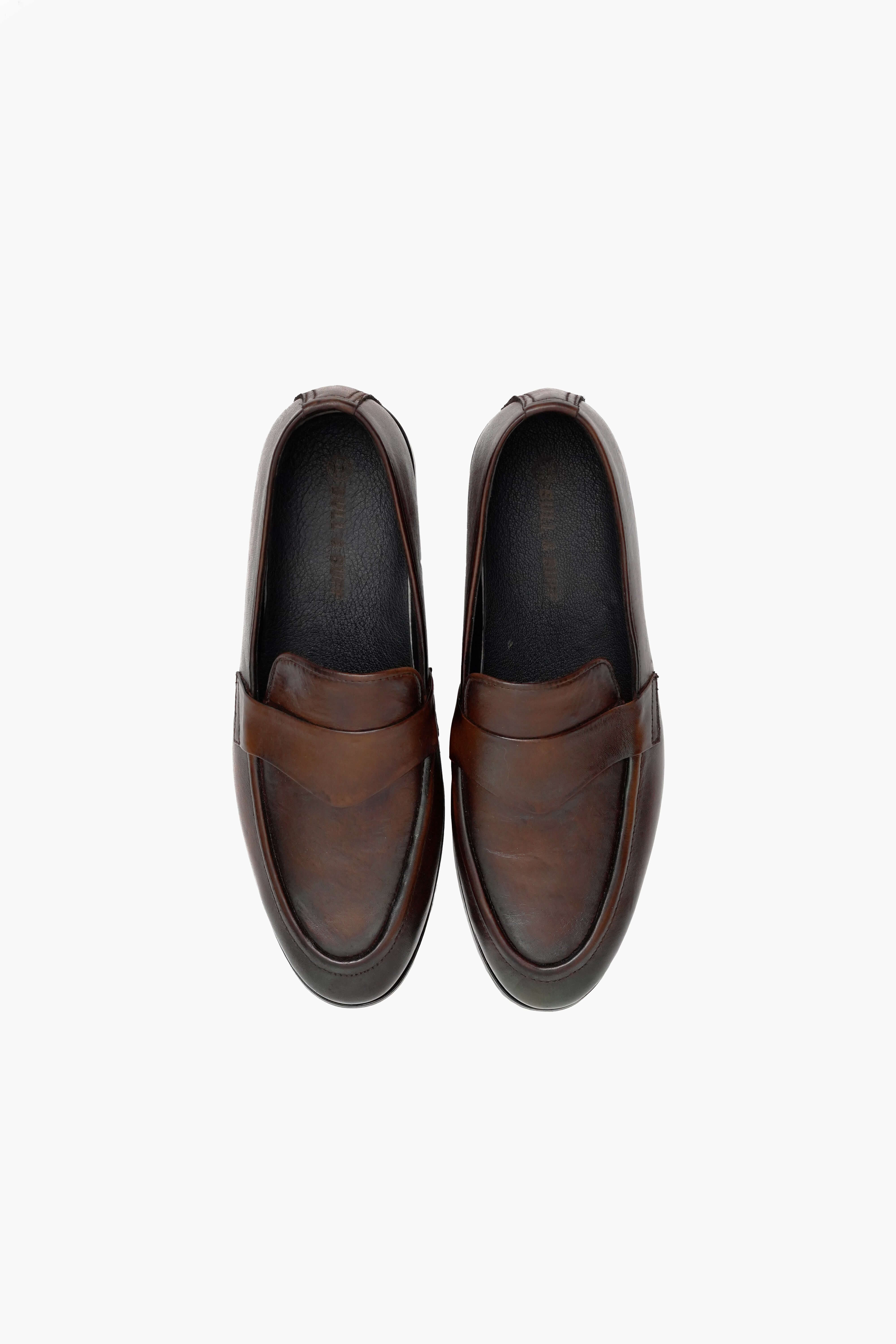 DARK BROWN CALF LEATHER PENNY LOAFERS