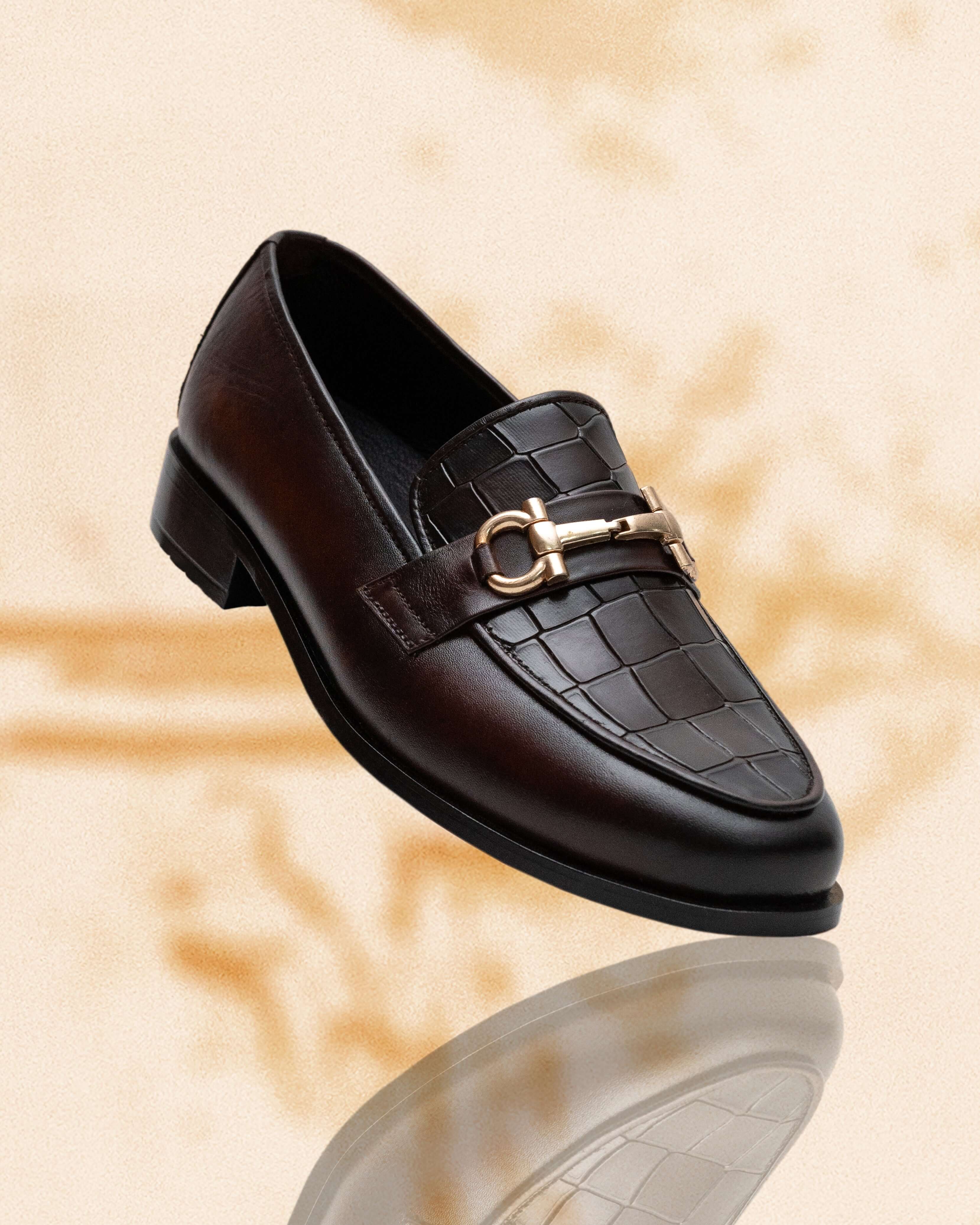DARK BROWN CALF LEATHER HORSEBIT LOAFERS