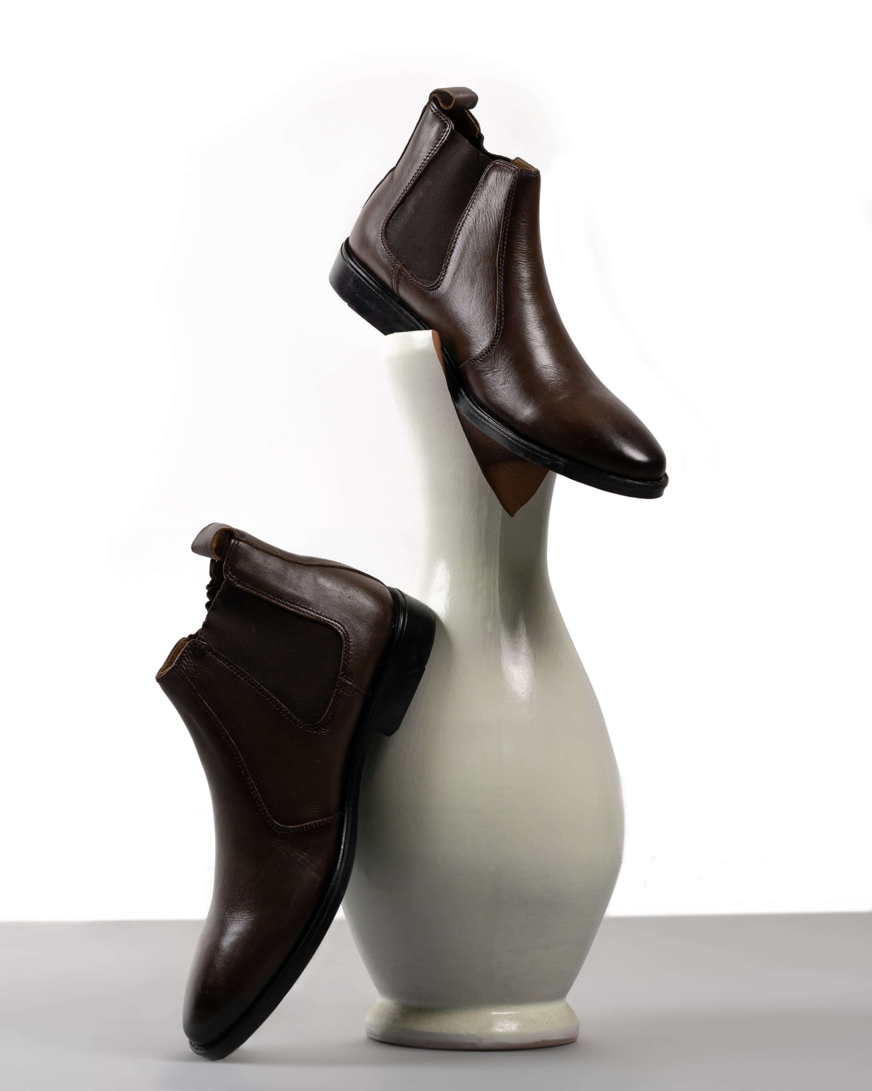 DARK BROWN CALF LEATHER CHELSEA BOOTS