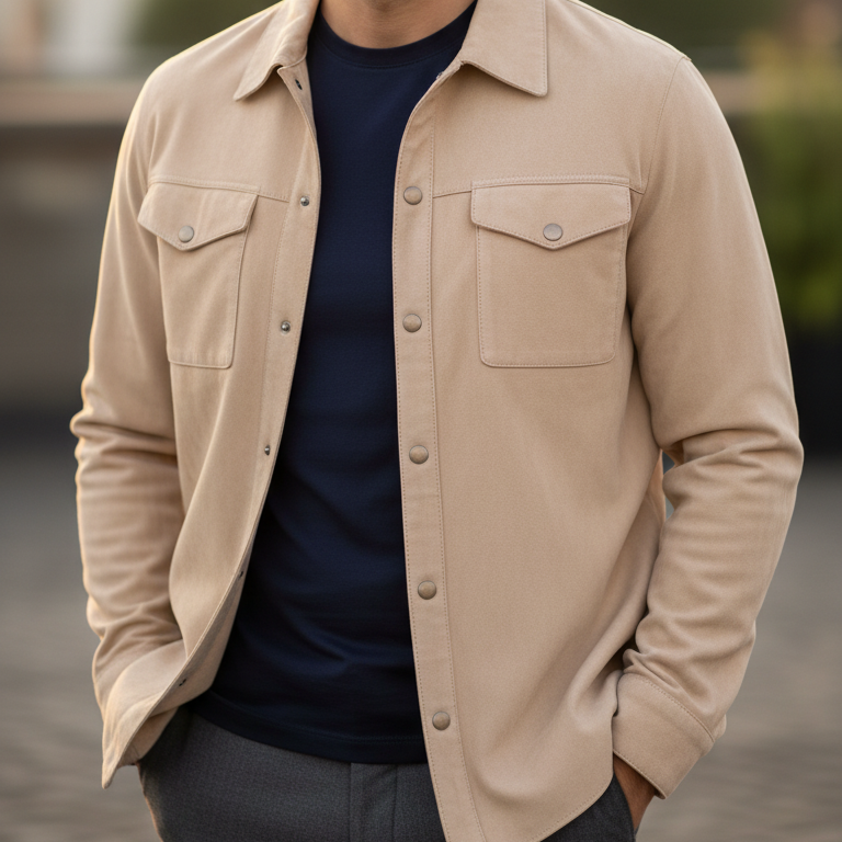 SUEDE BUTTON-UP JACKET