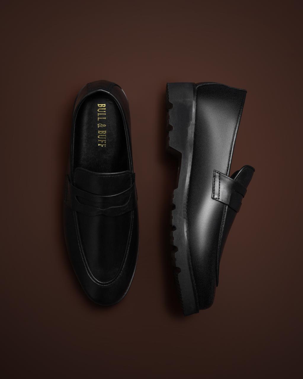 VINTAGE CHUNKY PENNY LOAFERS (BLACK)
